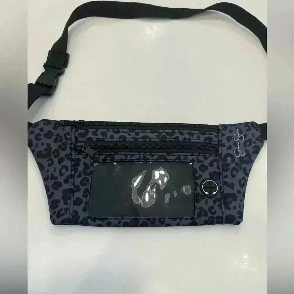Jessica Simpson animal print belt bag adjustable black & gray NEW